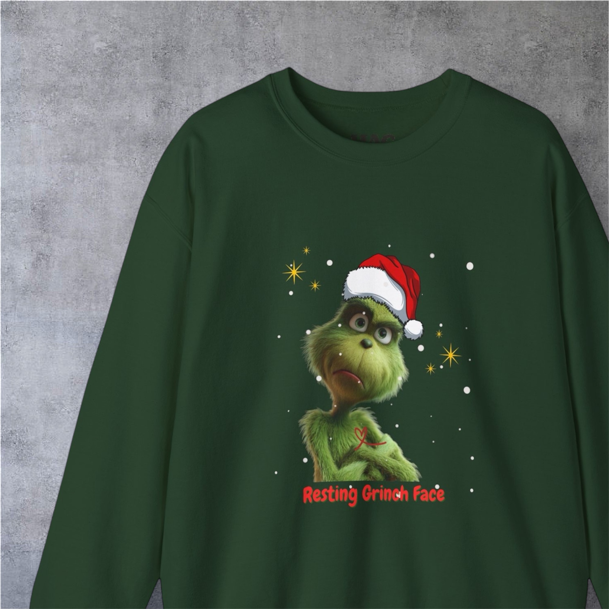 Resting Grinch Face Sweatshirt, Christmas, Fun